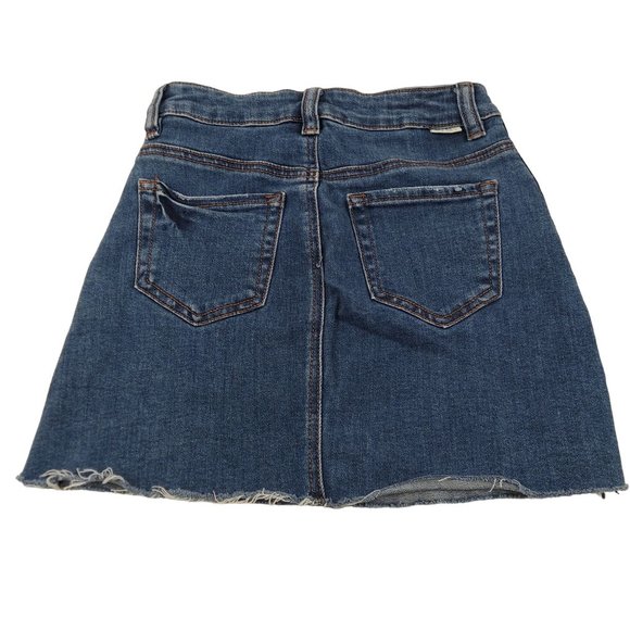 Sky & Sparrow Skirt Junior Womens 0 Dark Wash Blue Jean Denim Short Mini Raw Hem - Picture 3 of 7